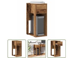 vidaXL Bureau Accessoires - Computertoren Standaard - Computertorenstandaard met lade 30x44x74 cm oud houtkleurig - Houten Laptop Tafel - Pc Houder - Opslag Ruimte