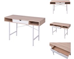 vidaXL Bureau - Bureaus - - bureau met 1 lade eiken en wit