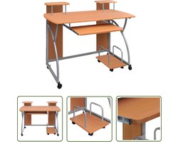 vidaXL Bureau - Computerbureau - Computerbureau 110x52x88,5 cm bewerkt hout bruin - Houten Bureau - Kantoorbureau - Laptop Bureau