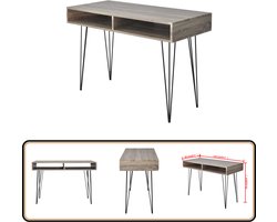 vidaXL Bureau - Grijs/Eik - 110x55x76 cm - 2 Compartimenten Kantoorbureau - Bureau Grijze Eiken - Multifunctioneel Bureau - Compact Bureau - Thuiswerkplek