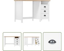 vidaXL Bureau Hill - 3 lades - Massief Grenen Kantoormeubilaar - Bureau - Schrijfhulp - Home Office - Laptopstandaard