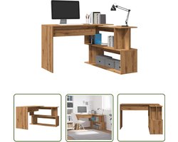 vidaXL Bureau - Hoekbureau - Hoekbureau 200,5x50x76 cm bewerkt hout artisanaal eikenkleur - Houten Bureau - Schrijfbureau - Kunststof Bureau