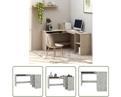 vidaXL Bureau - Hoekenbureau - Hoekbureau L-vormig 120x140x75 cm bewerkt hout betongrijs - Houten Bureau - L-vormig Bureau - Betonnen Bureau