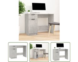 vidaXL Bureau - Kantoormeubel - Bureau 100x50x75 cm bewerkt hout betongrijs - Beton Grijs - Houten Bureau - Opbergruimte