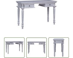 vidaXL Bureau - Kantoormeubel - Bureau 115x50x78 cm massief mahoniehout - Houten Bureau - Grijze Bureau - Mid-century Modern