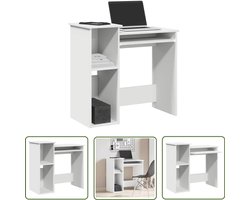 vidaXL Bureau - Kantoormeubilair - Bureau met schappen 84x40x78 cm bewerkt hout wit - Houten Bureau - Schrijfbureau - Laptopstandaard