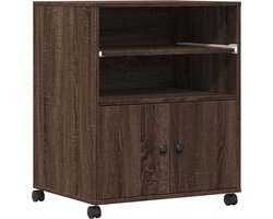 vidaXL Bureau Kast - Printerkast - Printerkastje met wielen 60x48x74 cm bruin eikenkleurig - Houten Kast - Opslagoplossing - Printstation