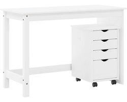 vidaXL - Bureau - kast - set - 2 - st - Wit - Massief - grenenhout