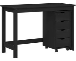 vidaXL - Bureau - kast - set - 2 - st - Zwart - Massief - grenenhout