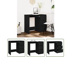 vidaXL Bureau Kinderen Kamer - Kantoorbureau - Bureau 90x45x76 cm bewerkt hout zwart - Houten Bureau - Zwart Bureau - Compact Bureau