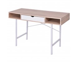 vidaXL - bureau - met - 1 - lade - eiken - en - wit