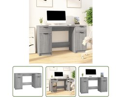 vidaXL Bureau met bijzetkast bewerkt hout grijs sonoma eikenkleurig - Schreibtafel - Bureau - Houten Bureau - Modern Bureau - Grijze Bureau