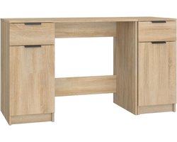 vidaXL - Bureau - met - bijzetkast - bewerkt - hout - sonoma - eikenkleurig