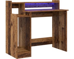vidaXL - Bureau - met - bureaulampen - Oud - hout - 97 - x - 45 - x - 90 - cm - Bewerkt - hout