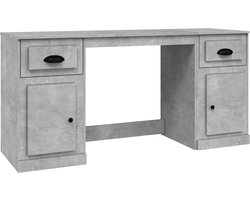 vidaXL Bureau met Kast - Bewerkte Hout - Betongrijs Kantoormeubilair - Bureau Met Kast - Houten Bureau - Grijze Bureau - Betonnen Grijs