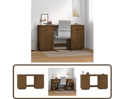 vidaXL Bureau met kastjes honingbruin 135x50x75cm Bureau - Grenenhouten Bureau - Honigbruin Bureau - Kantoorbureau - Computerbureau