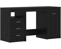 vidaXL - Bureau - met - lade - 2 - st - Zwart - Eiken - 140 - x - 50 - x - 76 - cm - Bewerkt - hout