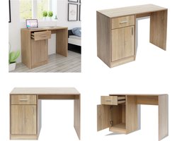 vidaXL Bureau met lade en kastje 100x40x73 cm eiken - Bureau - Bureaus - Kantoorbureau - Kantoorbureaus