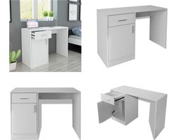 vidaXL Bureau met lade en kastje 100x40x73 cm wit - Bureau - Bureaus - Kantoorbureau - Kantoorbureaus