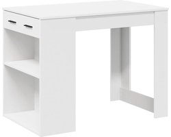 vidaXL - Bureau - met - lade - en - plank - 102x62x77,5 - cm - bewerkt - hout - wit