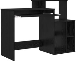 vidaXL - Bureau - met - lade - Zwart - Eiken - 120,5 - x - 44 - x - 88,5 - cm - Bewerkt - hout