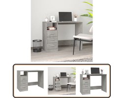 vidaXL Bureau met lades 102x50x76 cm betongrijs Bureau - Houten Bureau - Beton Grijs Bureau - Werkstation - Studentenbureau