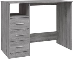 vidaXL - Bureau - met - lades - 102x50x76 - cm - bewerkt - hout - grijs - sonoma - eiken
