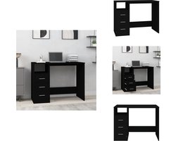 vidaXL - Bureau - met - lades - 102x50x76 - cm - bewerkt - hout - zwart