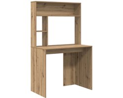 vidaXL - Bureau - met - plank - Artisan - Eiken - 91 - x - 50 - x - 149 - cm - Bewerkt - hout