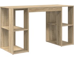 vidaXL - Bureau - met - plank - Sonoma - Eik - 130 - x - 50,5 - x - 75 - cm - Bewerkt - hout