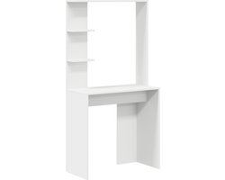 vidaXL - Bureau - met - plank - Wit - 78,5 - x - 37 - x - 154,5 - cm - Bewerkt - hout