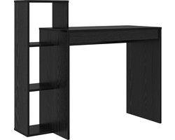 vidaXL - Bureau - met - plank - Zwart - Eiken - 100 - x - 40 - x - 90 - cm - Bewerkt - hout