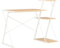 vidaXL - Bureau - met - schap - 116x50x93 - cm - wit - en - eikenkleurig