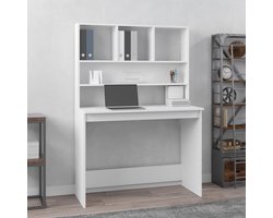 vidaXL - Bureau - met - schappen - 102x45x148 - cm - bewerkt - hout - wit