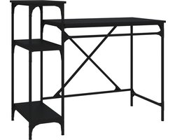 vidaXL - Bureau - met - schappen - 105x50x90 - cm - bewerkt - hout - en - ijzer - zwart