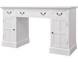 vidaXL Bureau Ministre - Wit - 140x48x80 cm Kantoormeubilair - Bureau - Houten Bureau - Wit Bureau - Bureaublad