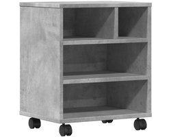 vidaXL Bureau Organizer - Printerkast - Printerkastje met wielen 41x32x48 cm betongrijs - Houten Kast - Grijze Kast - Compact Kastje