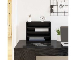 vidaXL - Bureau - organizer - Zwart - Eiken - 36 - x - 26 - x - 29,5 - cm - Bewerkt - hout