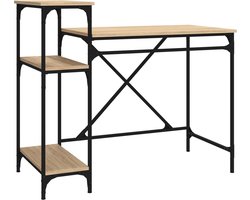 vidaXL - Bureau - schappen - 105x50x90 - bewerkt - hout - en - ijzer - sonoma - eiken
