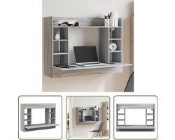 vidaXL Bureau - Wandbureau - Wandbureau 105x48x75 cm bewerkt hout grijs sonoma eikenkleurig - Compact Bureau - Houten Bureau - Grijze Meubels