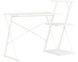 vidaXL Bureau Wit - 116x50x93 cm - Met Schap Kantoorbureau - Bureau Met Lade - Witte Bureau - Compact Bureau - Modern Bureau