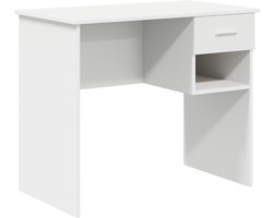 vidaXL - Bureau - Wit - 90 - x - 49 - x - 75 - cm - Bewerkt - hout