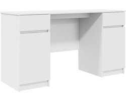 vidaXL - Bureau - Wit - Bewerkt - hout - 140 - x - 49 - x - 76 - cm