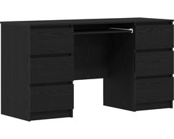 vidaXL - Bureau - Zwart - eiken - 140 - x - 50 - x - 76 - cm - Bewerkt - hout