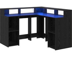 vidaXL - Bureau - Zwart - Eiken - Bewerkt - hout - 130 - x - 130 - x - 91 - cm