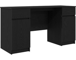 vidaXL - Bureau - Zwart - eiken - Bewerkt - hout - 140 - x - 49 - x - 76 - cm
