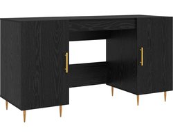vidaXL - Bureau - Zwart - eiken - Bewerkt - hout - 140 - x - 50 - x - 75 - cm