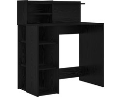 vidaXL - Bureau - Zwart - Eiken - Bewerkt - hout - 90 - x - 48 - x - 101,5 - cm
