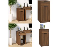 vidaXL Bureaukast 33,5x50x75 cm bewerkt hout bruin eikenkleur - Opberg Kast - Opberg Kasten - Opbergkast - Ladekast