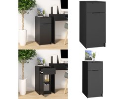 vidaXL Bureaukast 33,5x50x75 cm bewerkt hout zwart - Opberg Kast - Opberg Kasten - Opbergkast - Ladekast
